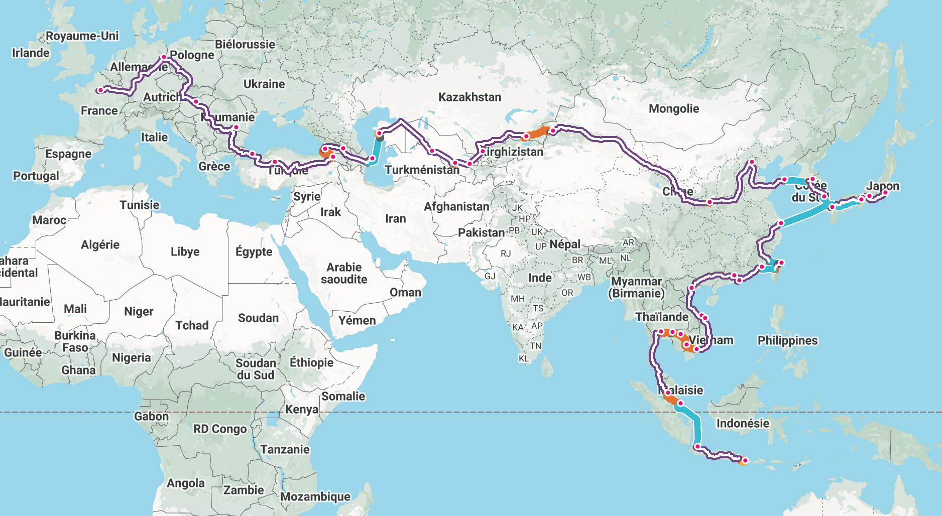 Itinerary from Paris to Bali by train (and boat)